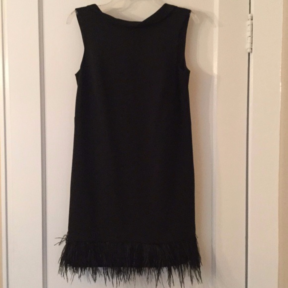 Ann Taylor Black Cocktail Dress with feather trim